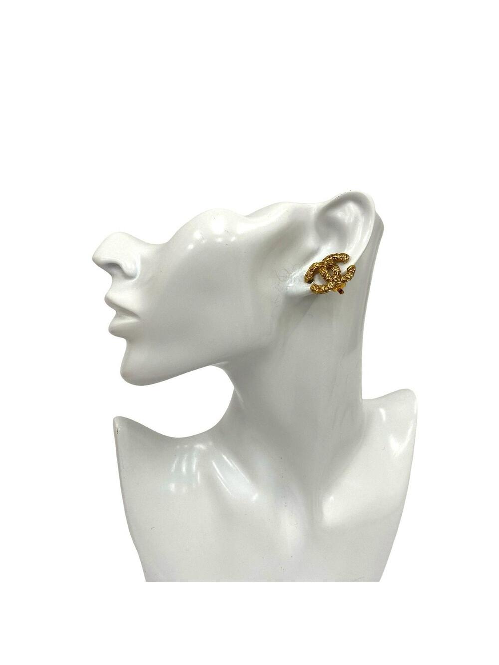 Chanel Cc Logo Earrings Metal Gold-Tone #210006C16B
